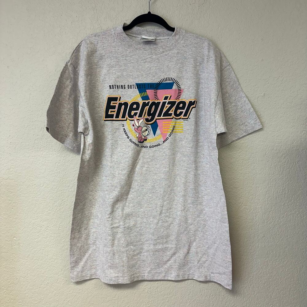 Vintage Energizer Crew Neck T-Shirt Gray Size XL